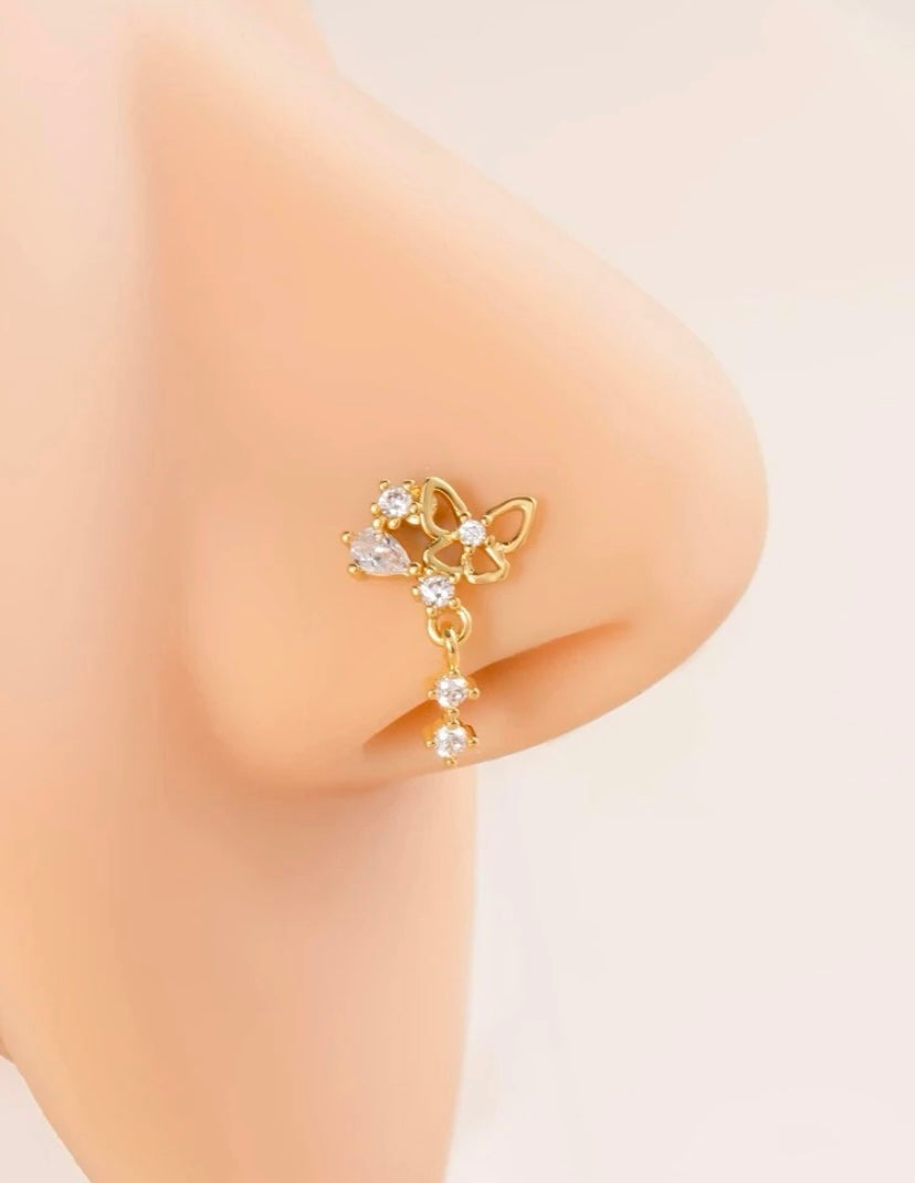 Butterfly fly away Dangle Nose Stud