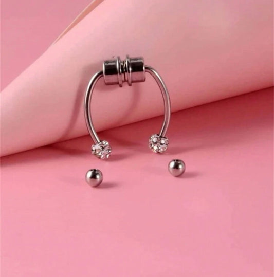 Silver Non-Piercing Magnetic Septum Ring