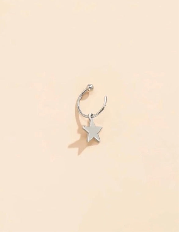 Silver star non-piercing lip ring