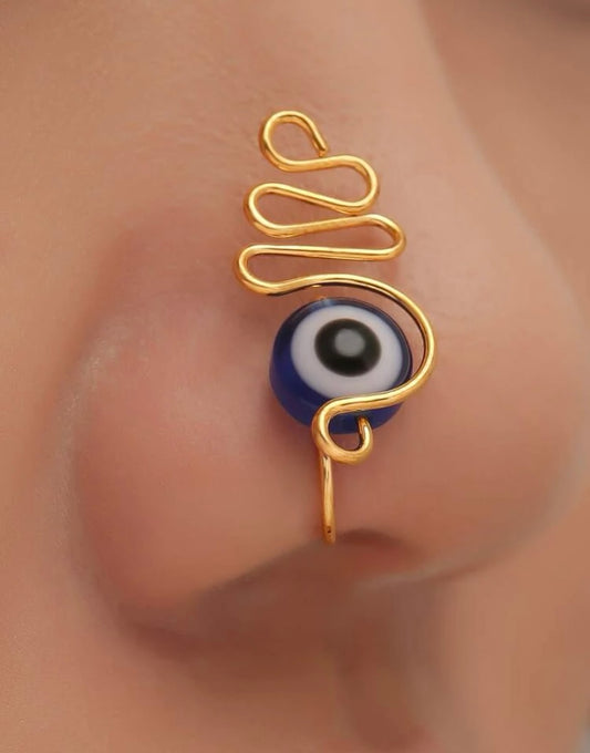 Gold blue eye nose cuff