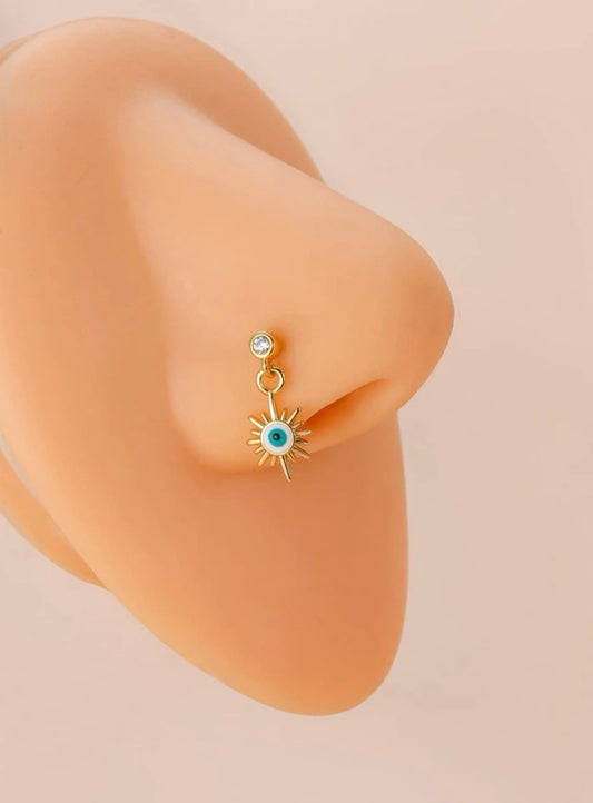 Gold eye dangle nose stud