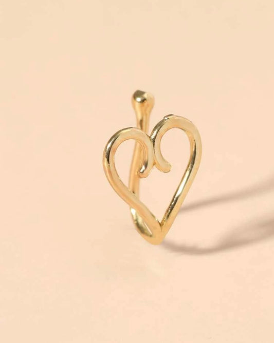 Gold heart shaped nose cuff