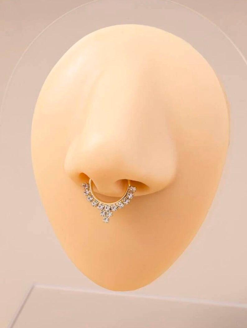 Gold rhinestone septum cuff