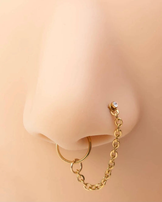 Gold septum cuff/ nose stud set