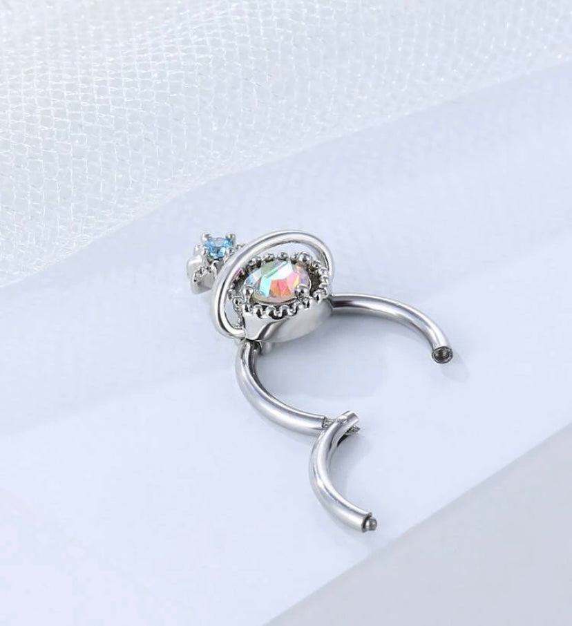 Silver rhinestone galaxy septum ring