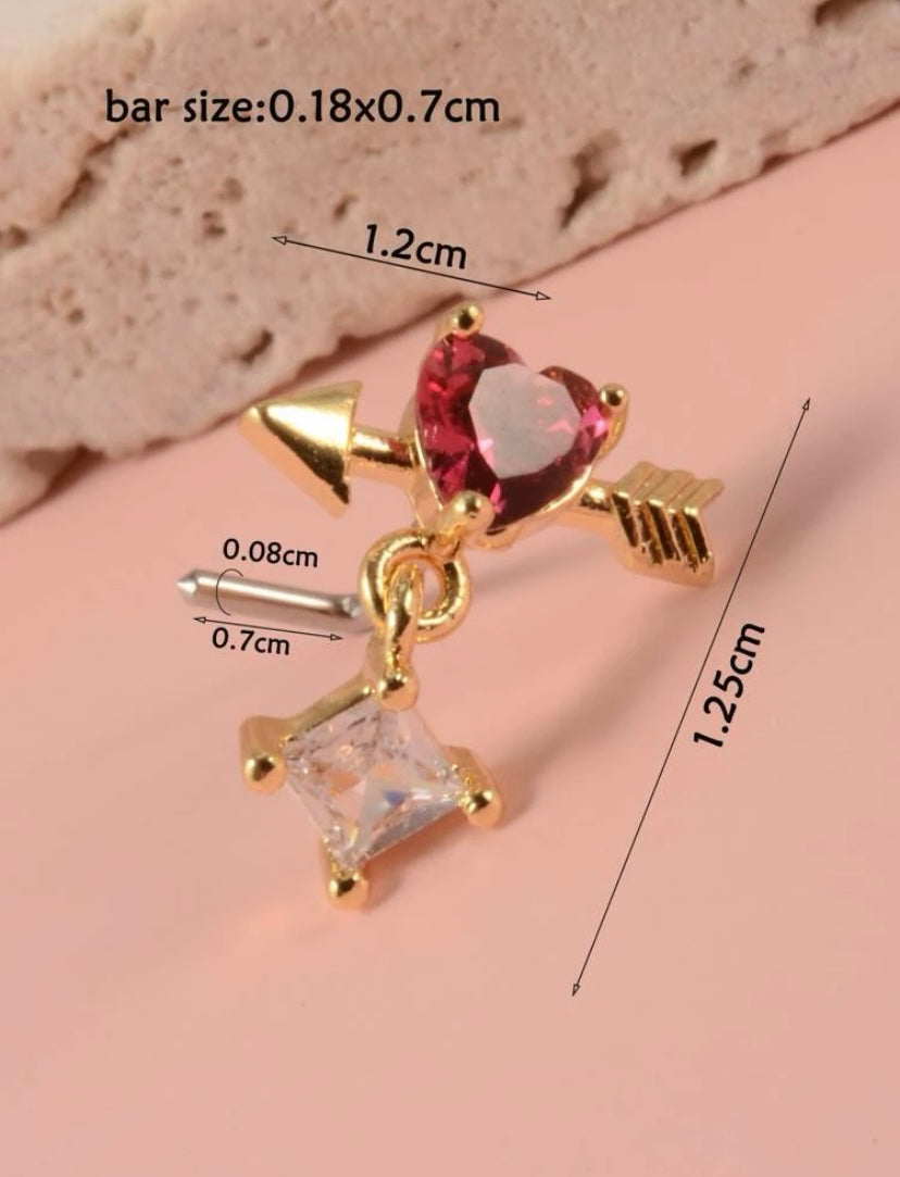 Silver/Gold Pink Cupid nose stud