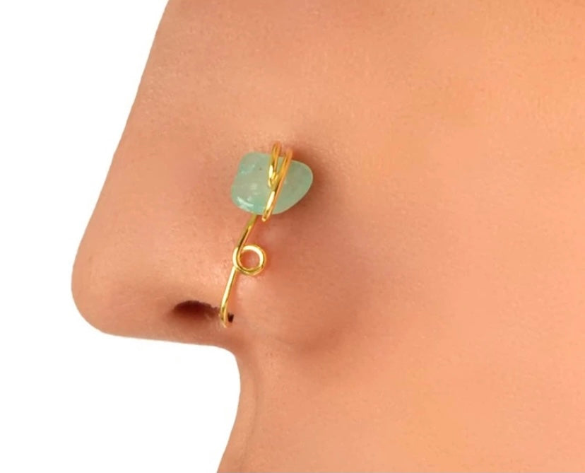 Jade gold nose cuff