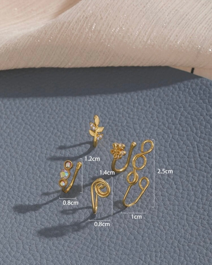 5 piece gold nose cuff set