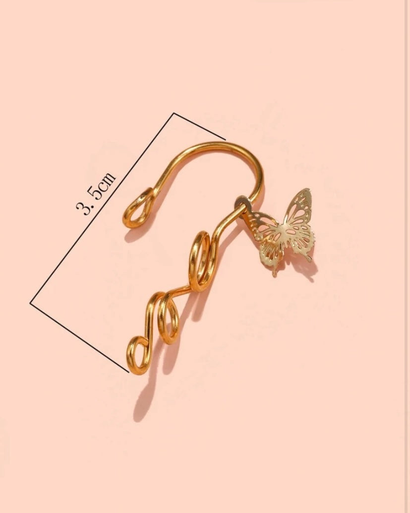 Gold butterfly charm nose cuff