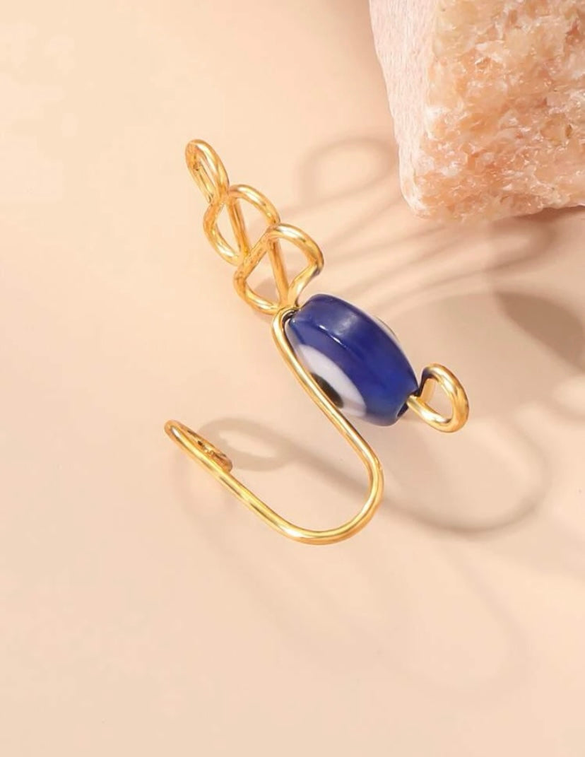 Gold blue eye nose cuff