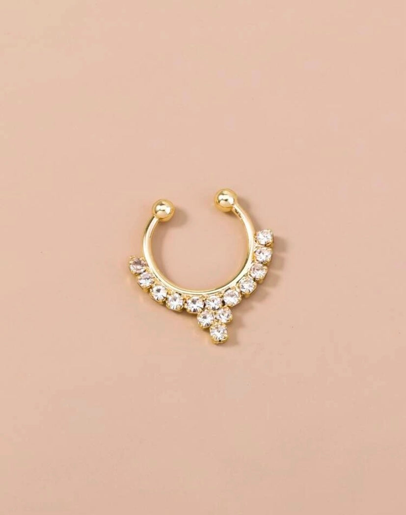 Gold rhinestone septum cuff