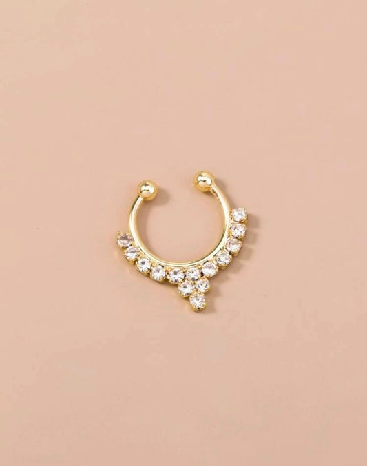 Gold rhinestone septum cuff