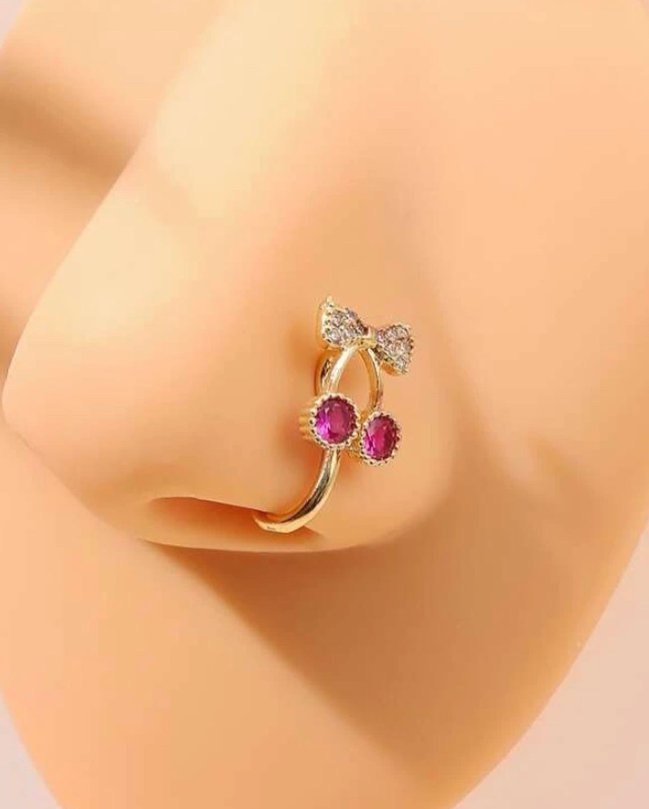 Gold pink cherry nose cuff