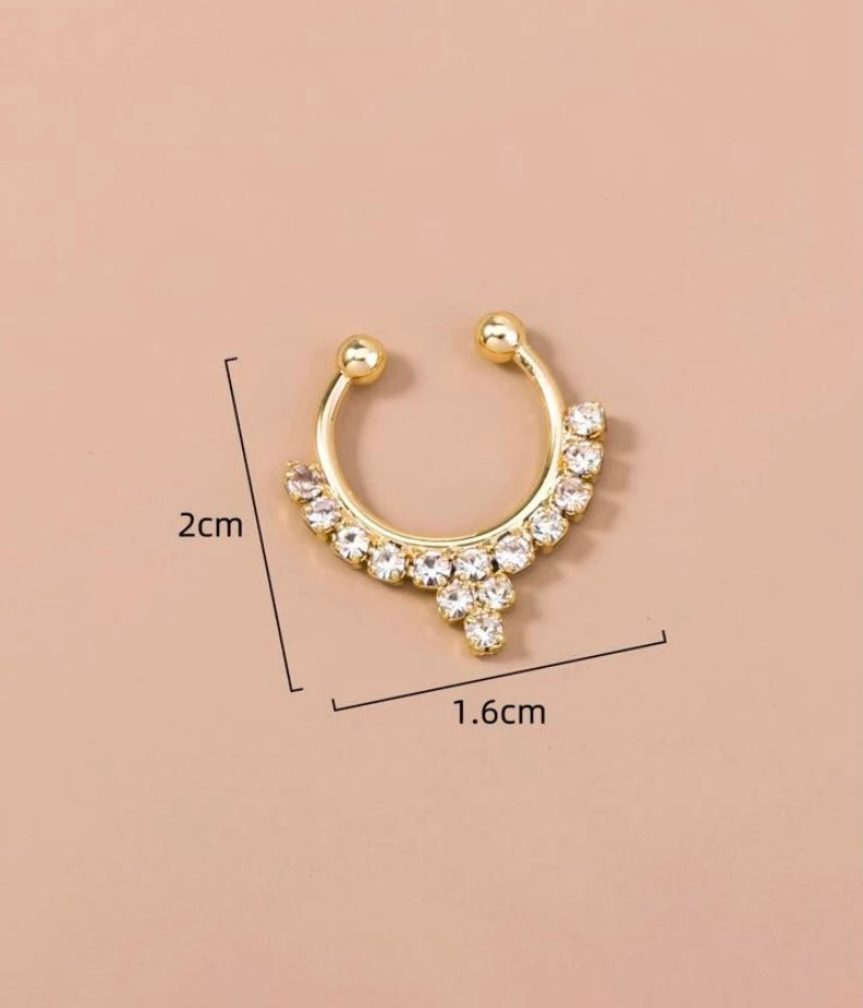 Gold rhinestone septum cuff