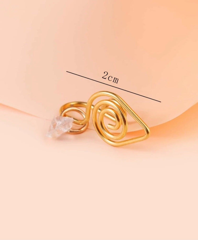 Gold spiral charm nose cuff