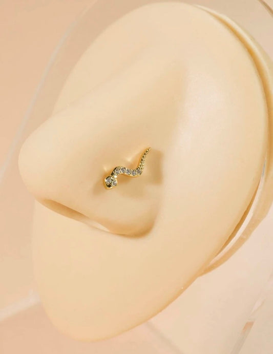 Snake rhinestone nose stud